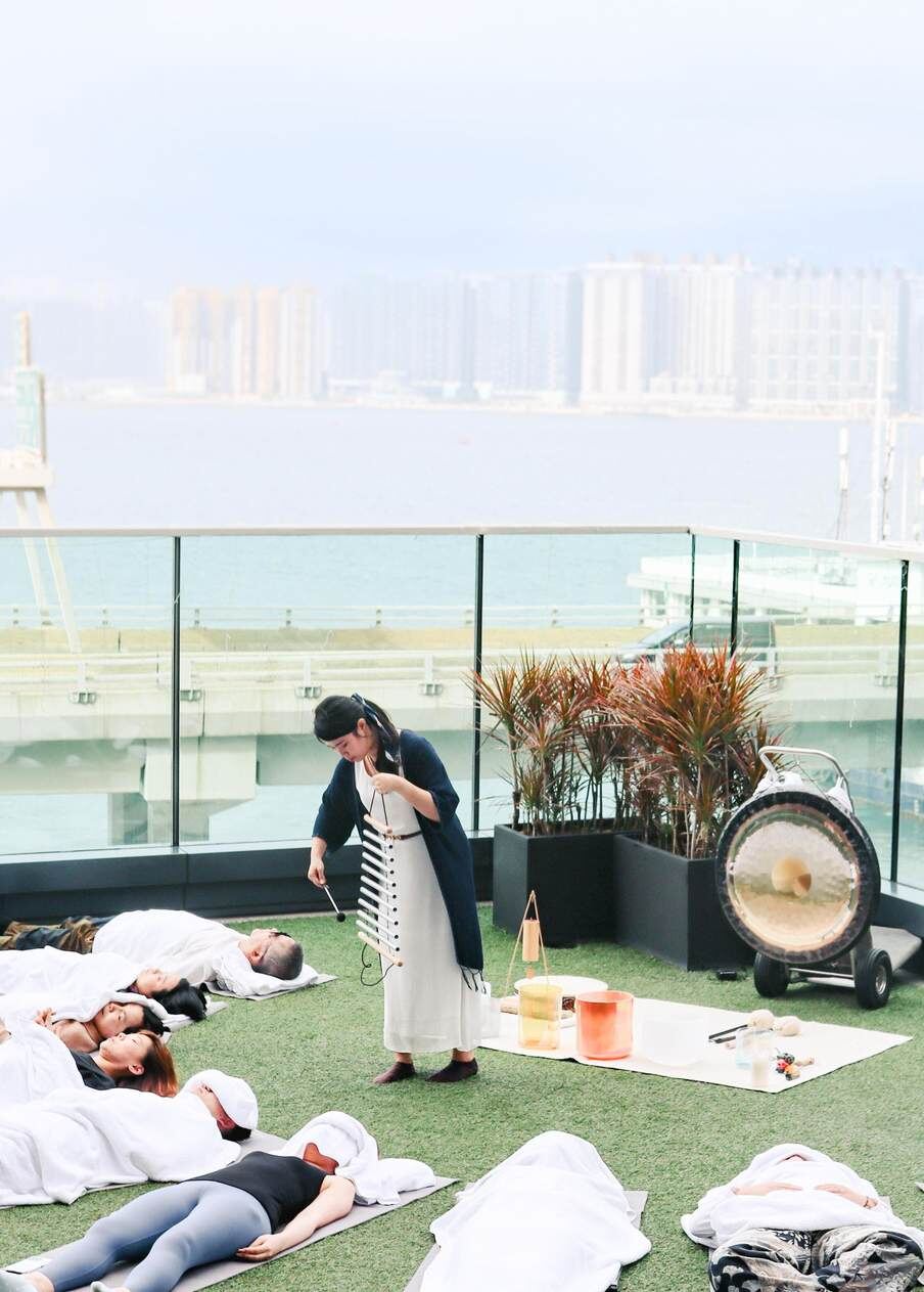 Rooftop sound bath at Hyatt Centric