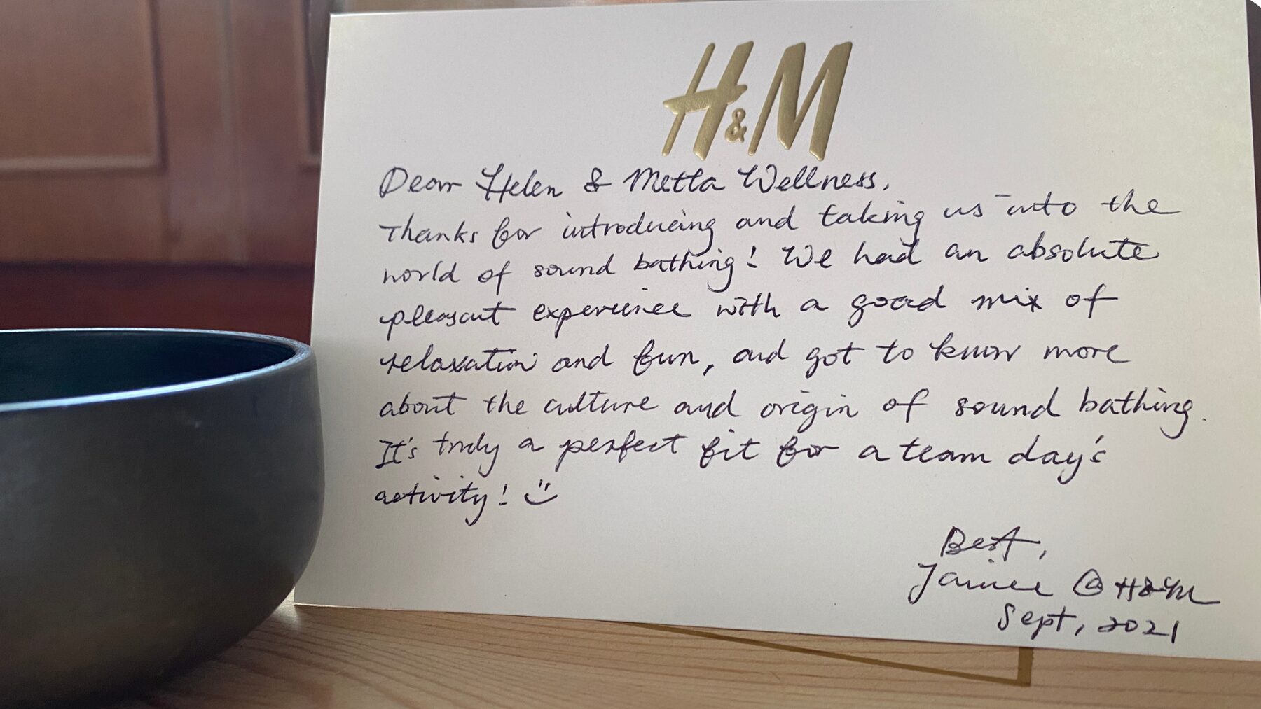 Handwritten thank-you card from H&M